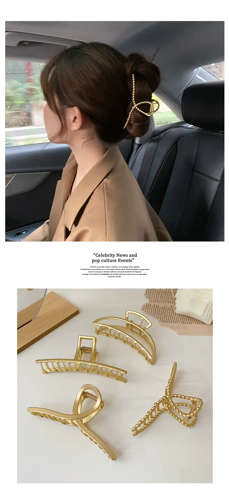 Korean Ins Large Shark Clip Hair Accessory Gold — feature 6