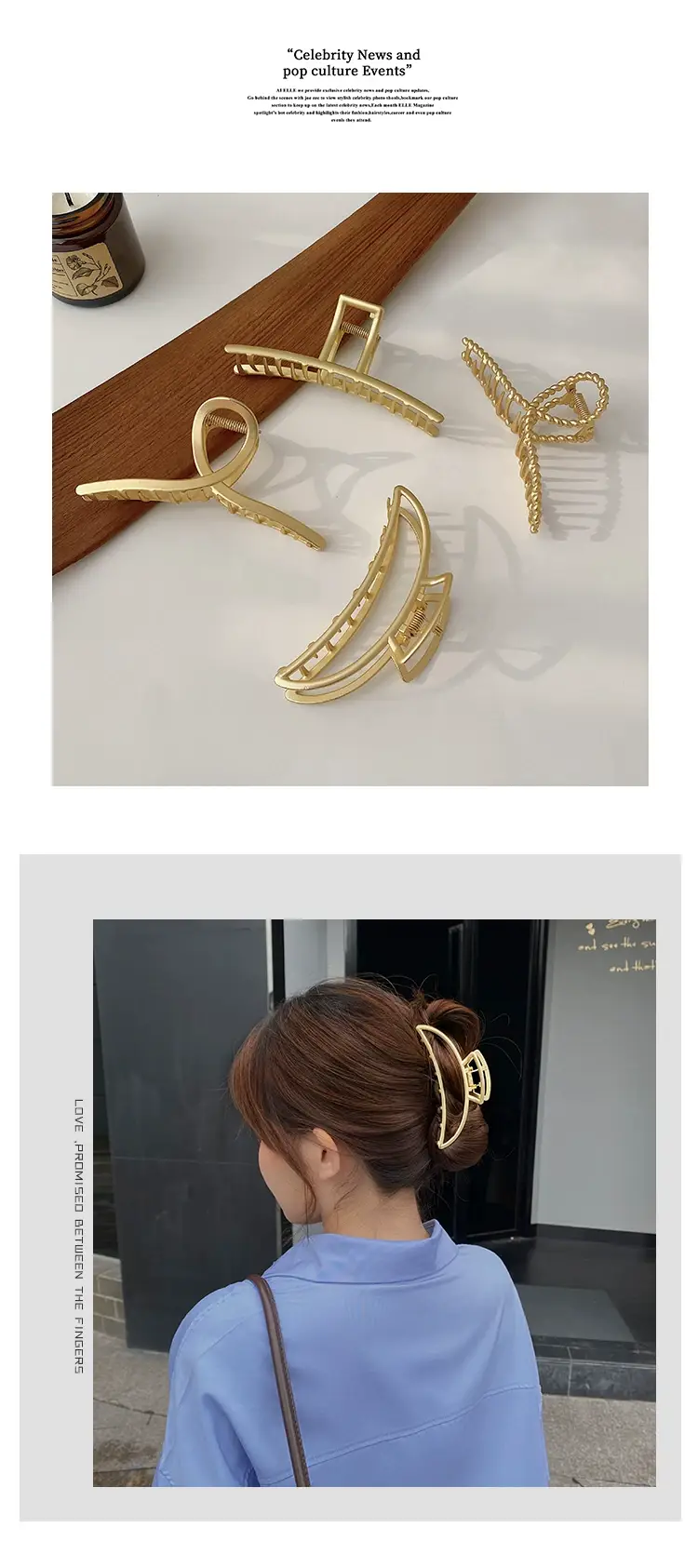 Korean Ins Large Shark Clip Hair Accessory Gold — feature 8