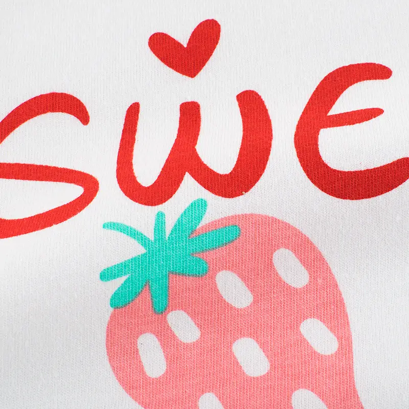 Sweet Strawberry Long Sleeve T-Shirt for Girls Pink White - Image 3