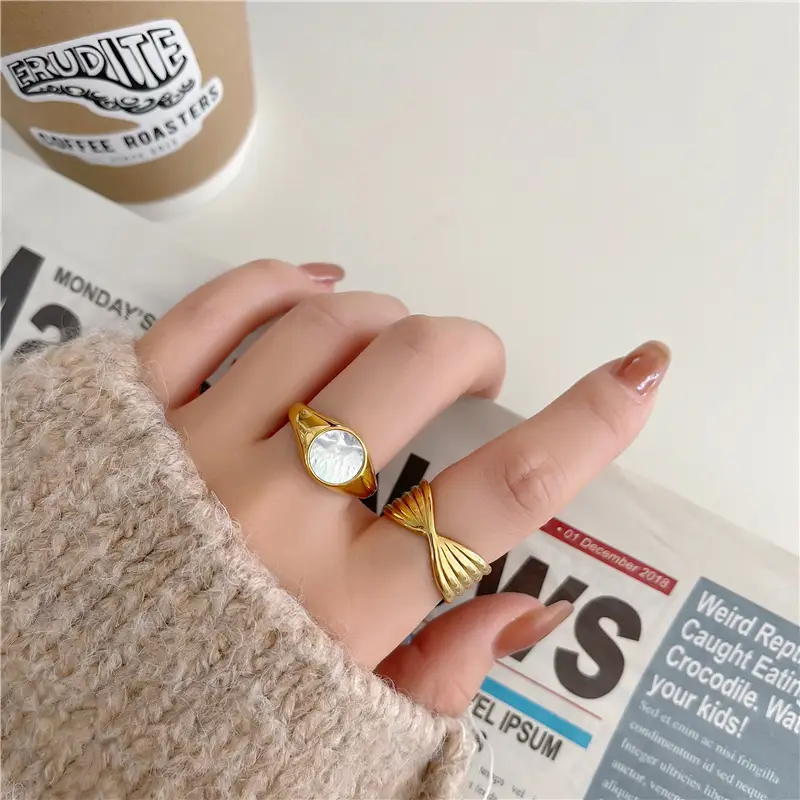 18K Gold Titanium Ring for Women Cold Style Fashion