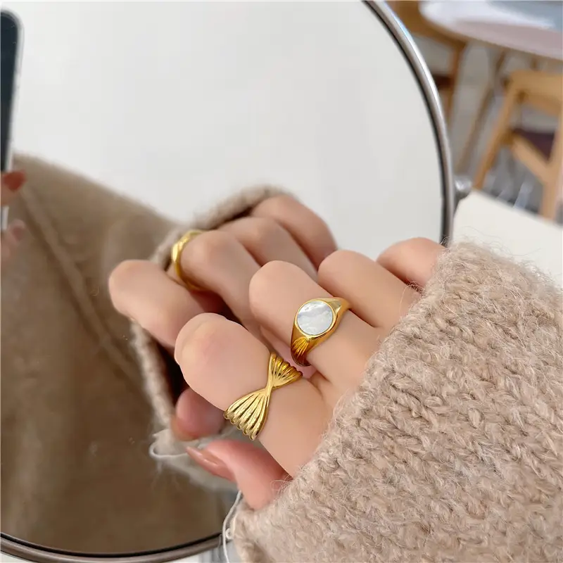 18K Gold Titanium Ring for Women Cold Style Fashion