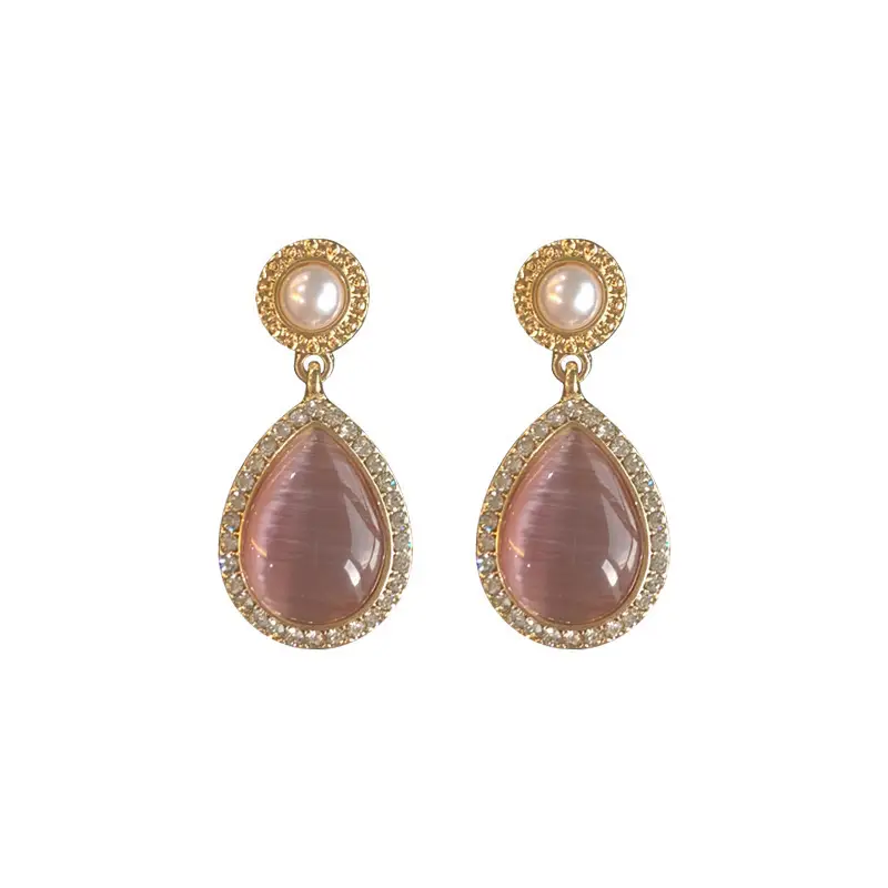 S925 Gold Pearl Water Drop Earrings Set