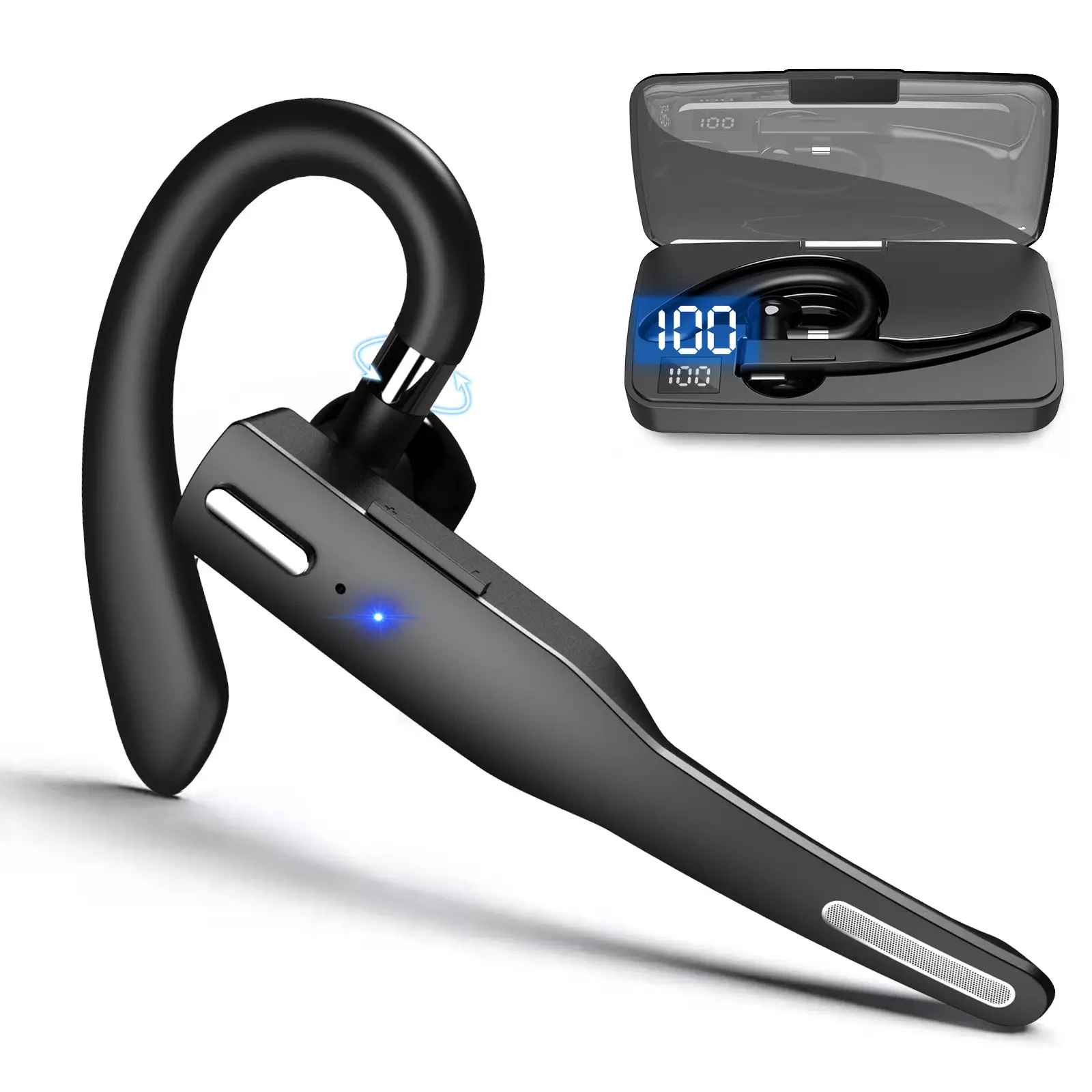 YYK-520 Bluetooth Headset Monaural Black Charging Bin Rotating - Image 6