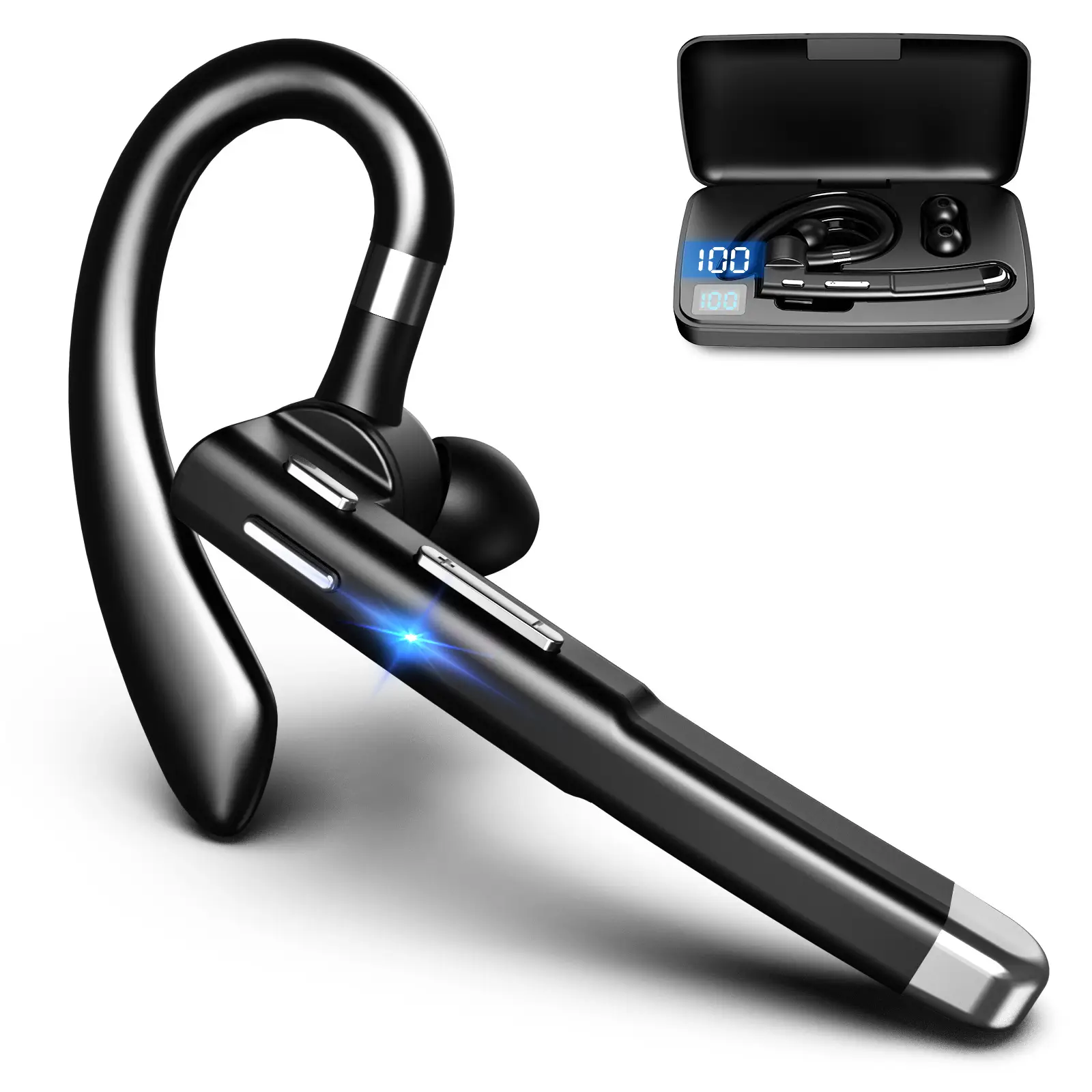 YYK-520 Bluetooth Headset Monaural Black Charging Bin Rotating - Image 2