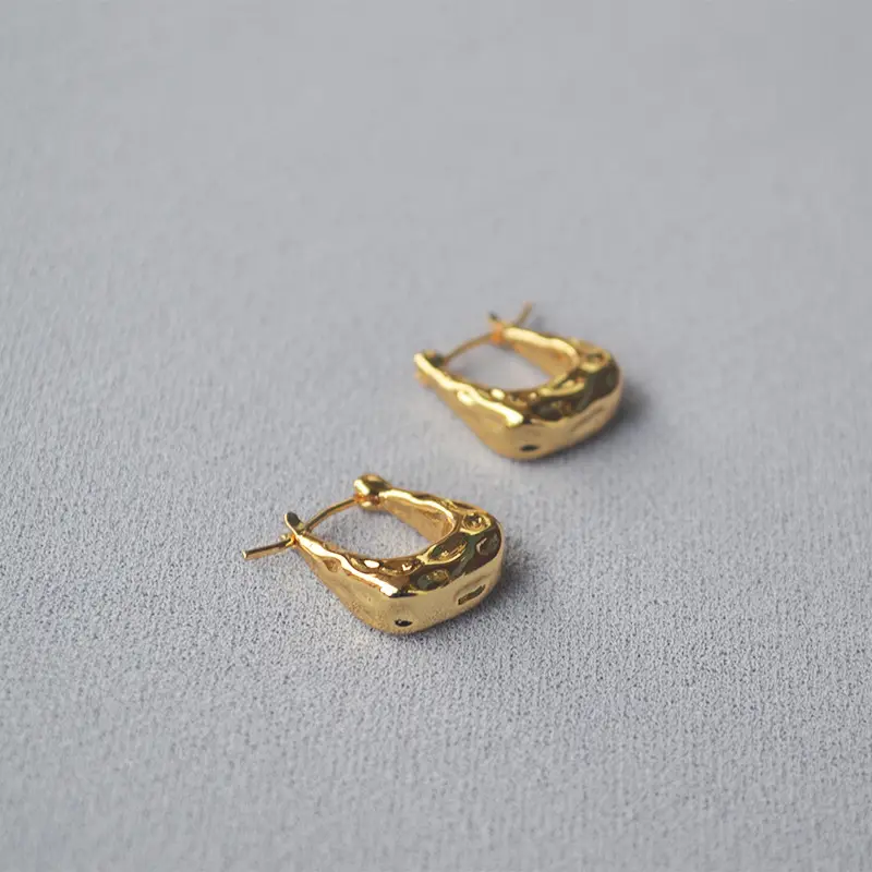 Gold Plated U-Shaped Brass Earrings for Women - Image 6