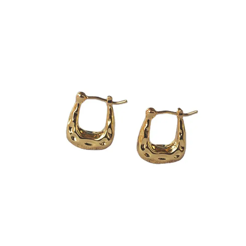 Gold Plated U-Shaped Brass Earrings for Women - Image 7