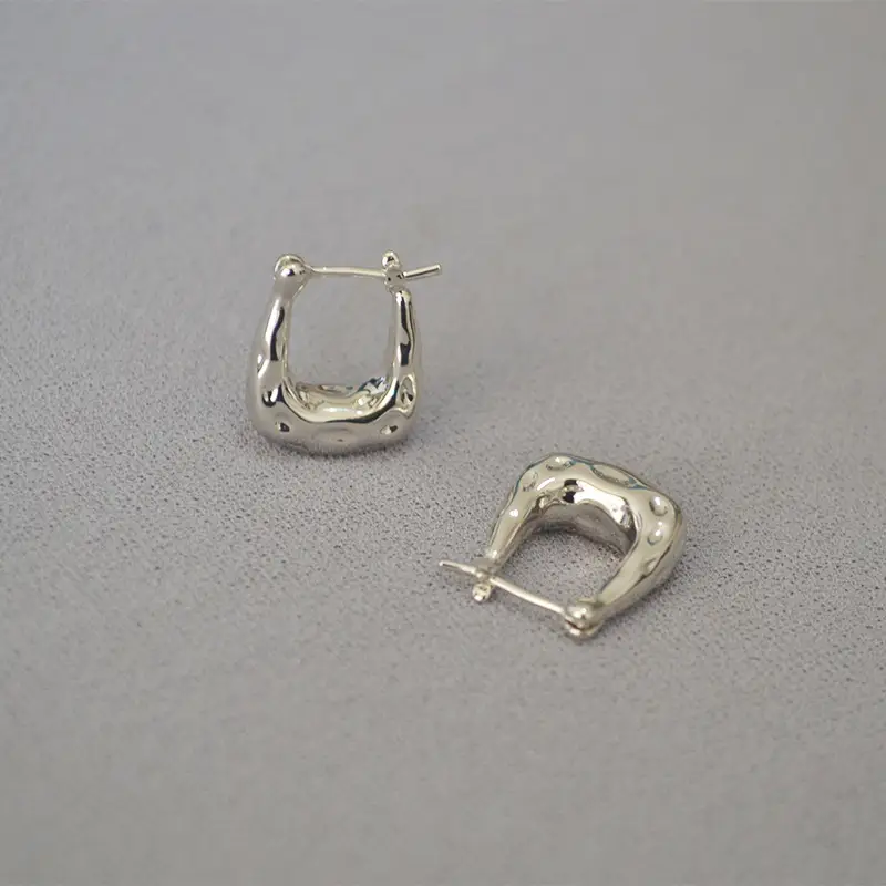 Gold Plated U-Shaped Brass Earrings for Women - Image 2