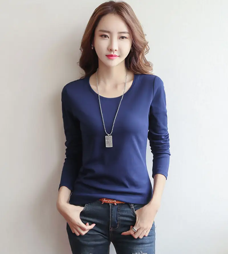 Women Red Long Sleeve Slim Fit T-Shirt - Image 6