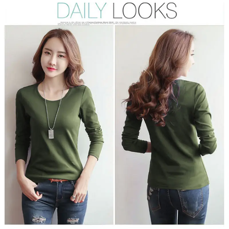 Women Red Long Sleeve Slim Fit T-Shirt — feature 19
