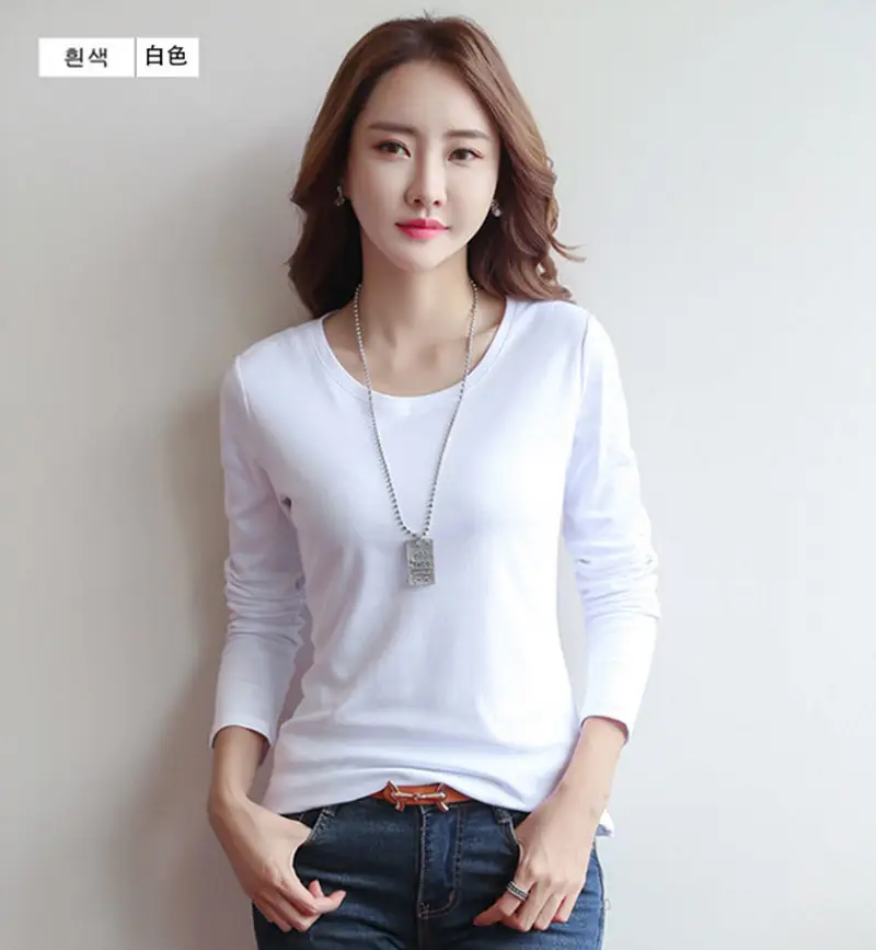 Women Red Long Sleeve Slim Fit T-Shirt — feature 5