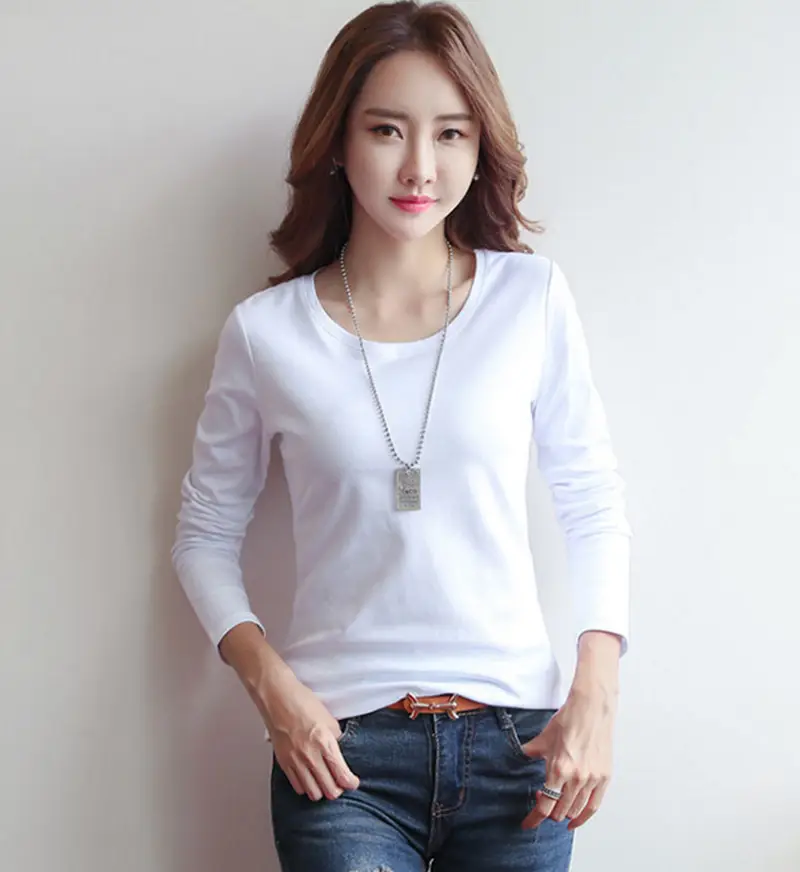 Women Red Long Sleeve Slim Fit T-Shirt — feature 6