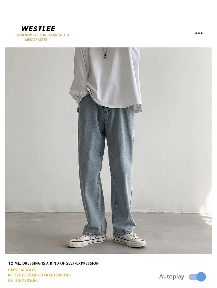 Xxbro Men's Wide Leg Retro Jeans All-Match Loose Fit — feature 1