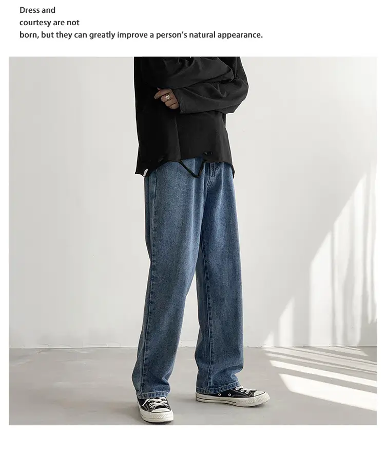 Xxbro Men's Wide Leg Retro Jeans All-Match Loose Fit — feature 4