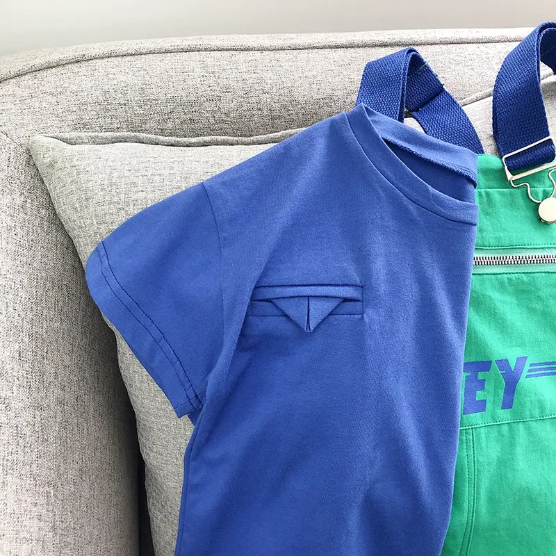 Chenma Boys Summer Overalls Blue Korean Style Toddler Set - Image 4
