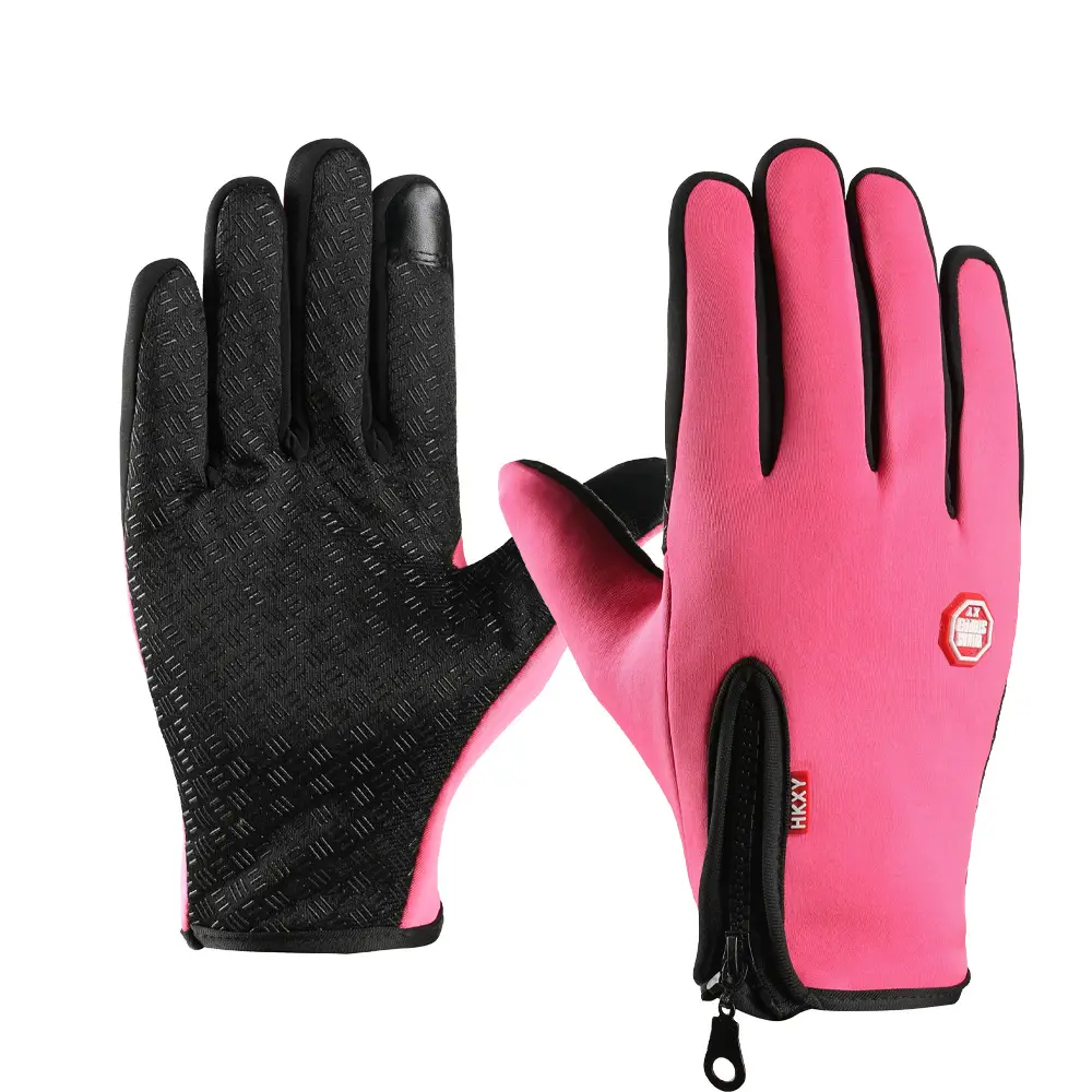 Men Full Finger Touch Screen Gloves Pink Black Winter Windproof Outdoor Sports