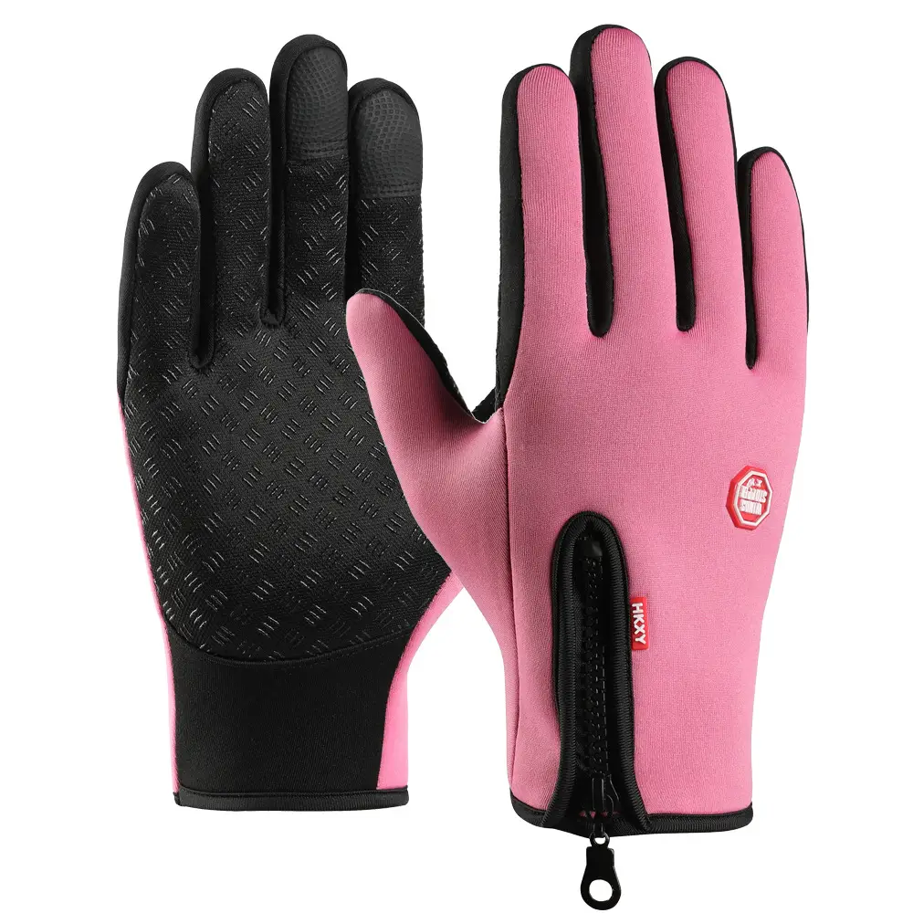 Men Full Finger Touch Screen Gloves Pink Black Winter Windproof Outdoor Sports
