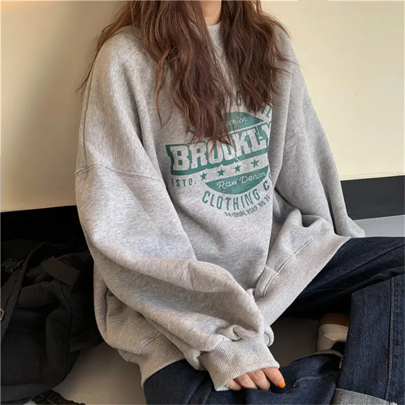 Women's Grey Bomber Fleece Lined Crewneck Jacket - Image 10