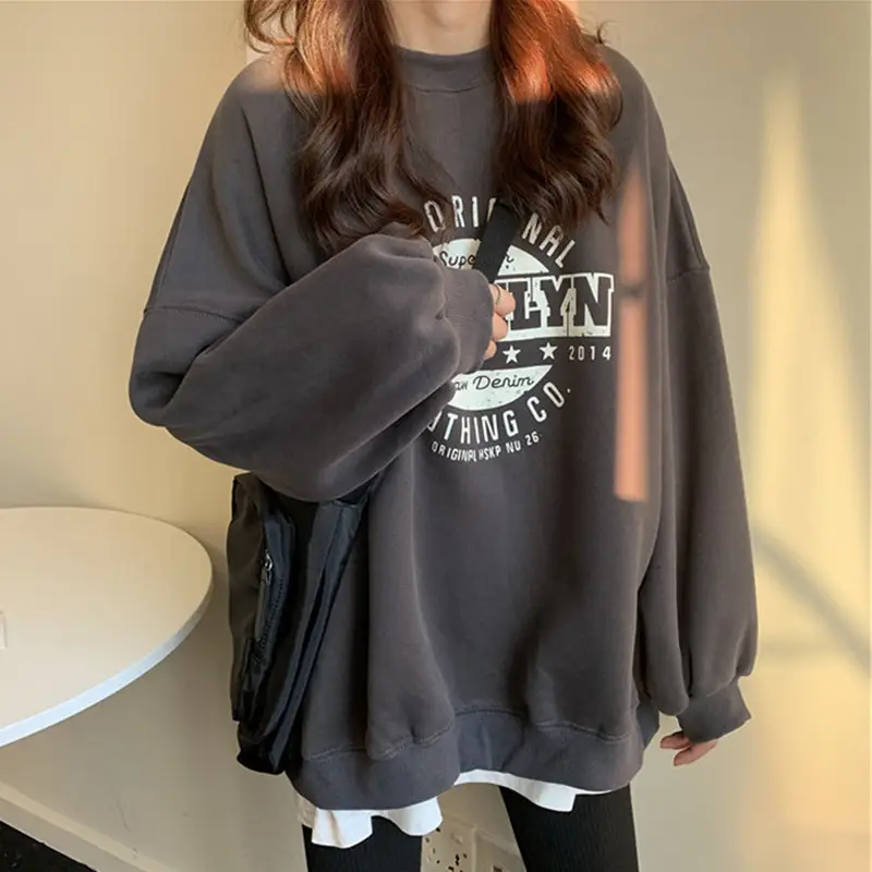 Women's Grey Bomber Fleece Lined Crewneck Jacket - Image 11