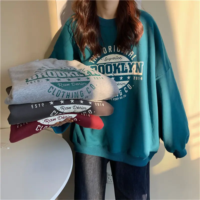 Women's Grey Bomber Fleece Lined Crewneck Jacket - Image 4
