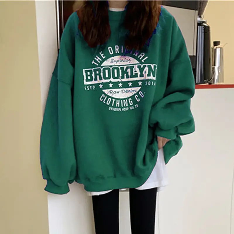 Women's Grey Bomber Fleece Lined Crewneck Jacket - Image 6