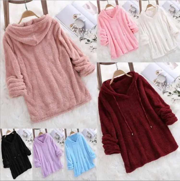 Pink Plush Hooded Pajama Set for Women - Image 9
