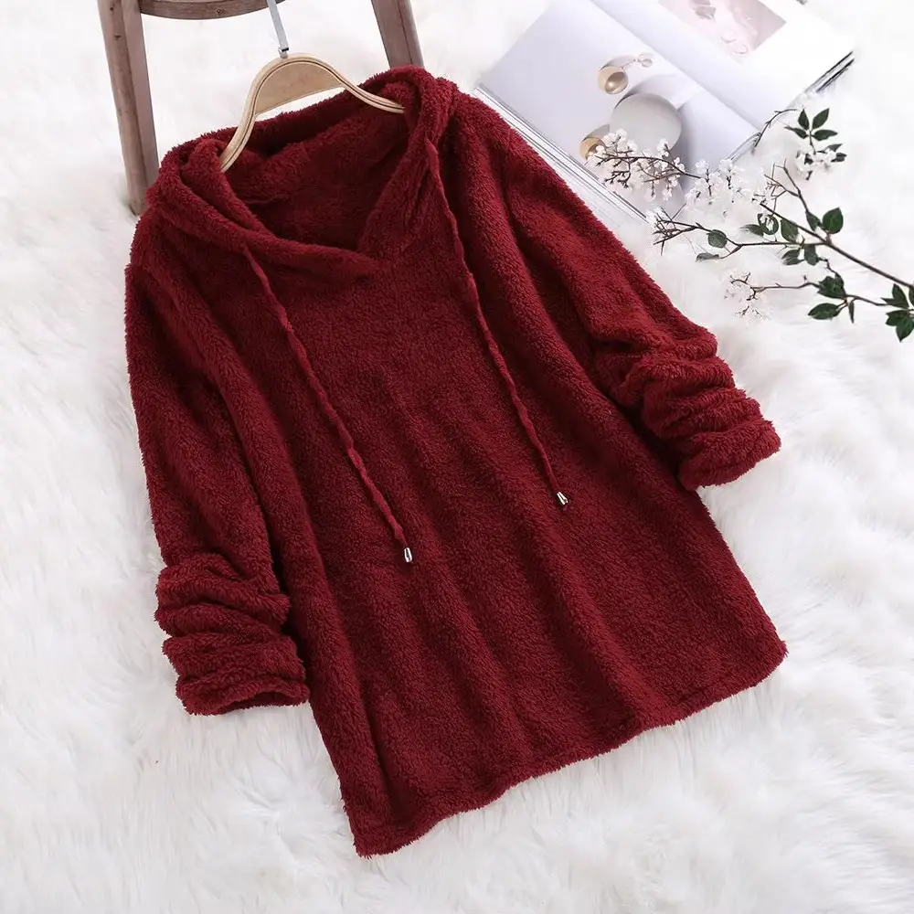 Pink Plush Hooded Pajama Set for Women - Image 11