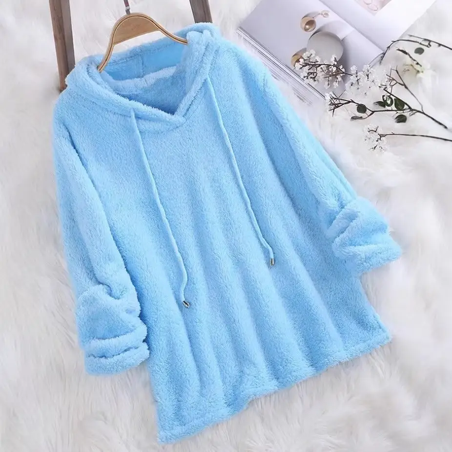 Pink Plush Hooded Pajama Set for Women - Image 12