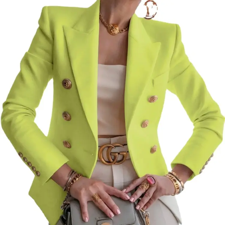 Women's Tan Blazer Jacket 2025 Autumn Winter Solid Color - Image 11