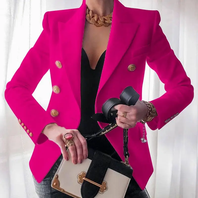 Women's Tan Blazer Jacket 2025 Autumn Winter Solid Color - Image 7