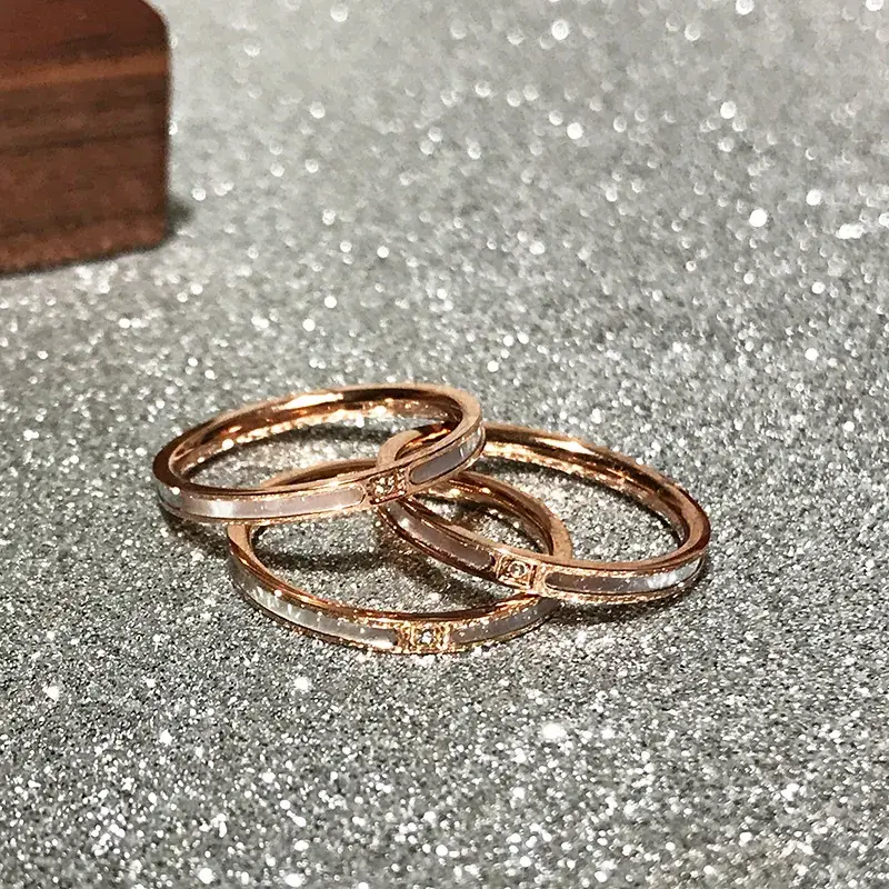 Titanium Steel Ring with Crystal for Women