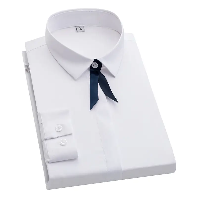 Men's Pure White Bamboo Fiber Long-Sleeve Shirt - Image 11