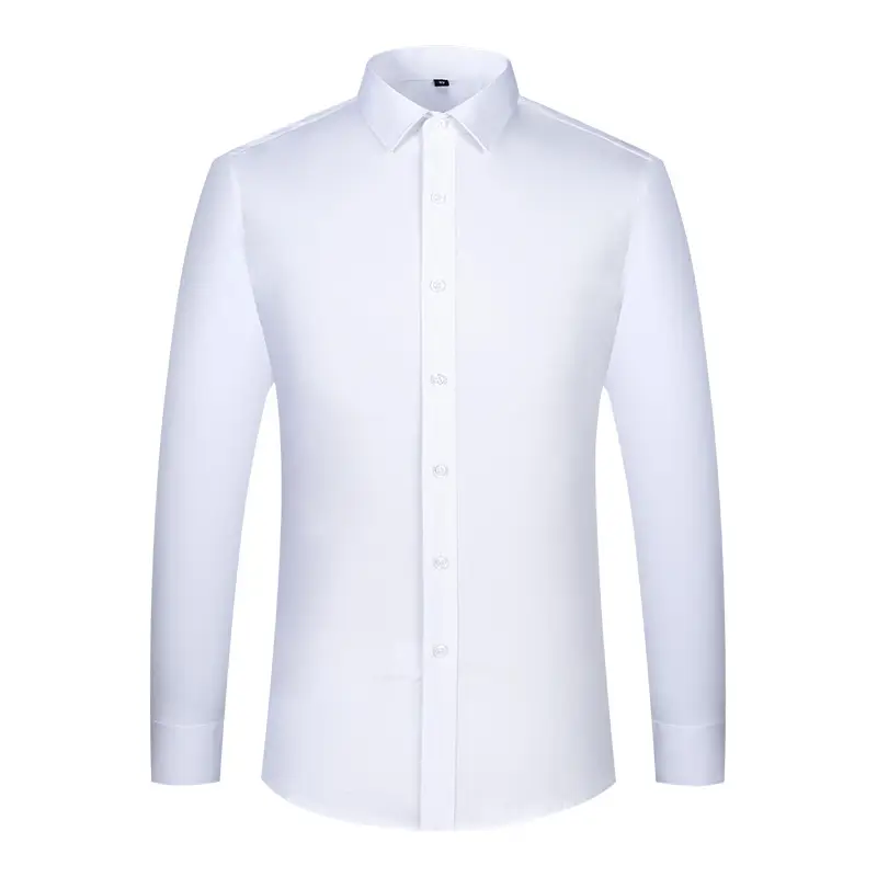 Men's Pure White Bamboo Fiber Long-Sleeve Shirt - Image 13