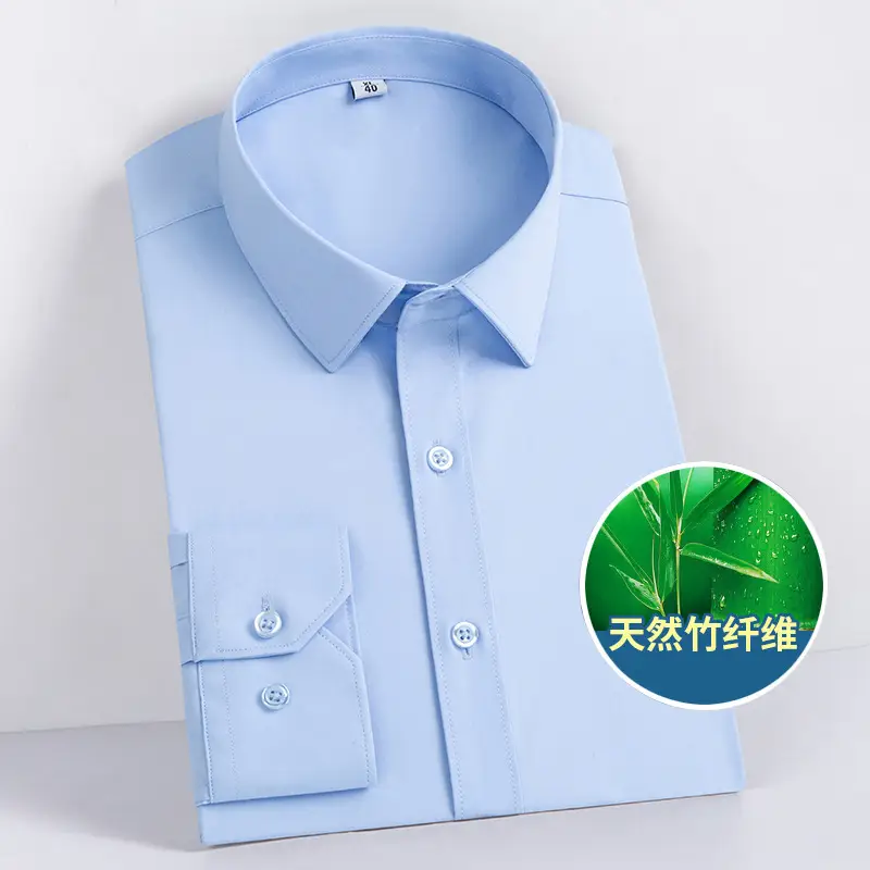Men's Pure White Bamboo Fiber Long-Sleeve Shirt - Image 2