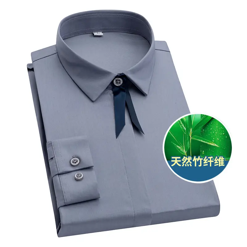 Men's Pure White Bamboo Fiber Long-Sleeve Shirt - Image 6