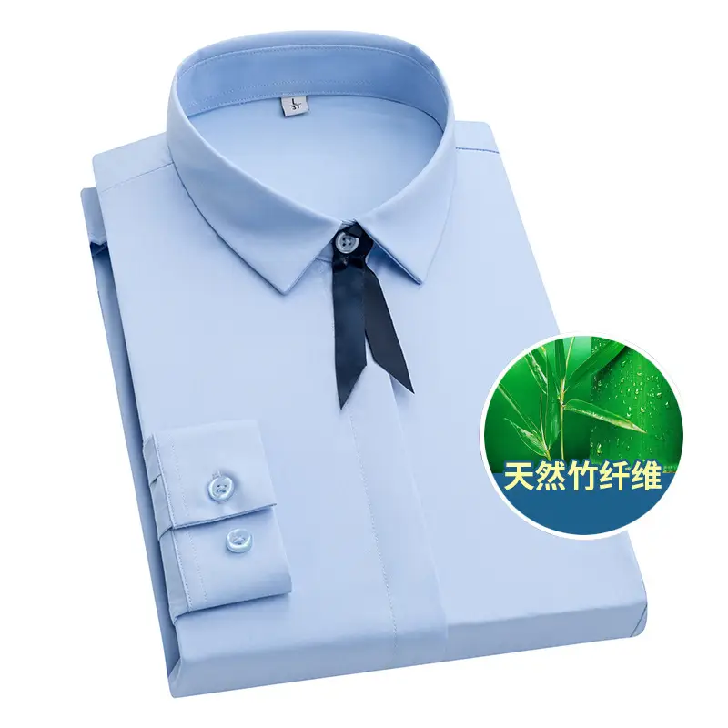 Men's Pure White Bamboo Fiber Long-Sleeve Shirt - Image 7