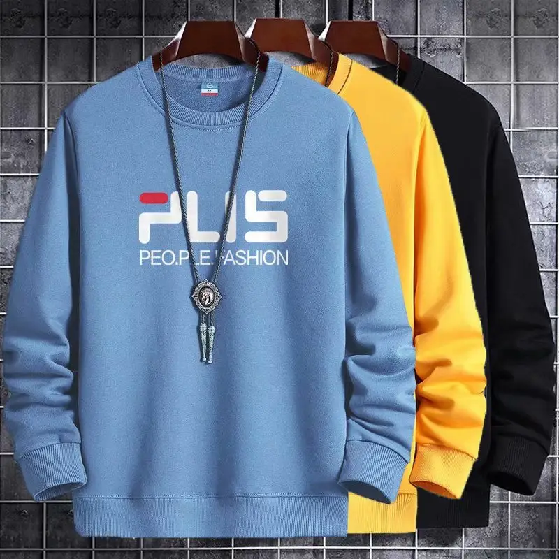 Men's Yellow Korean Print Sweatshirt Loose Fit Long Sleeve — feature 23
