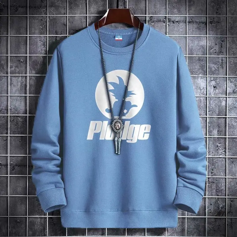 Men's Yellow Korean Print Sweatshirt Loose Fit Long Sleeve — feature 33