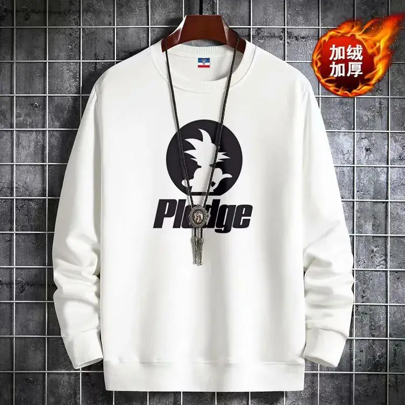 Men's Yellow Korean Print Sweatshirt Loose Fit Long Sleeve - Image 14
