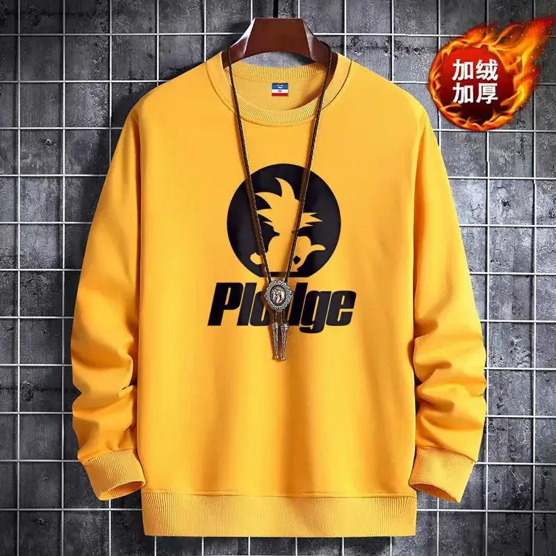 Men's Yellow Korean Print Sweatshirt Loose Fit Long Sleeve - Image 15
