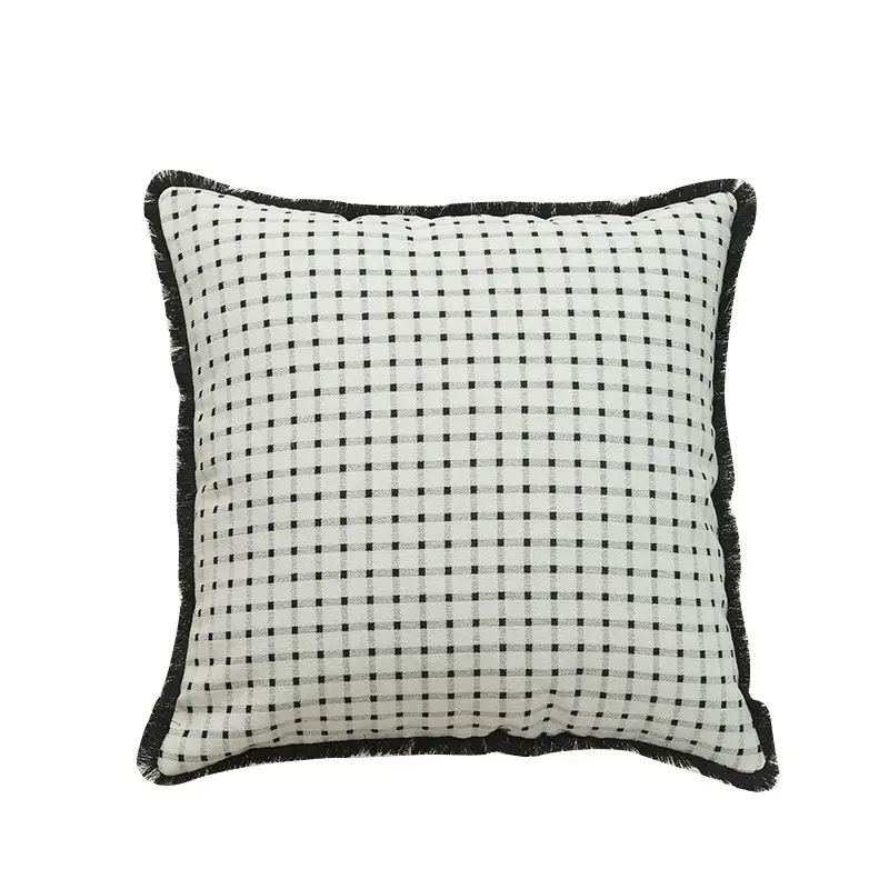 Black & White Jacquard Pillow Cover Thick Soft Office Decor - Image 5