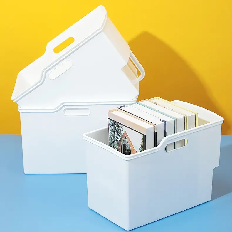 White Large Storage Basket with Handle, PP Plastic - Image 17