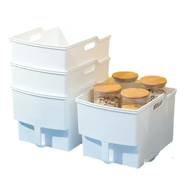 White Large Storage Basket with Handle, PP Plastic - Image 20