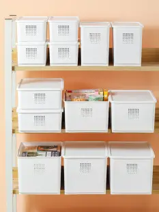 White Large Storage Basket with Handle, PP Plastic — feature 5