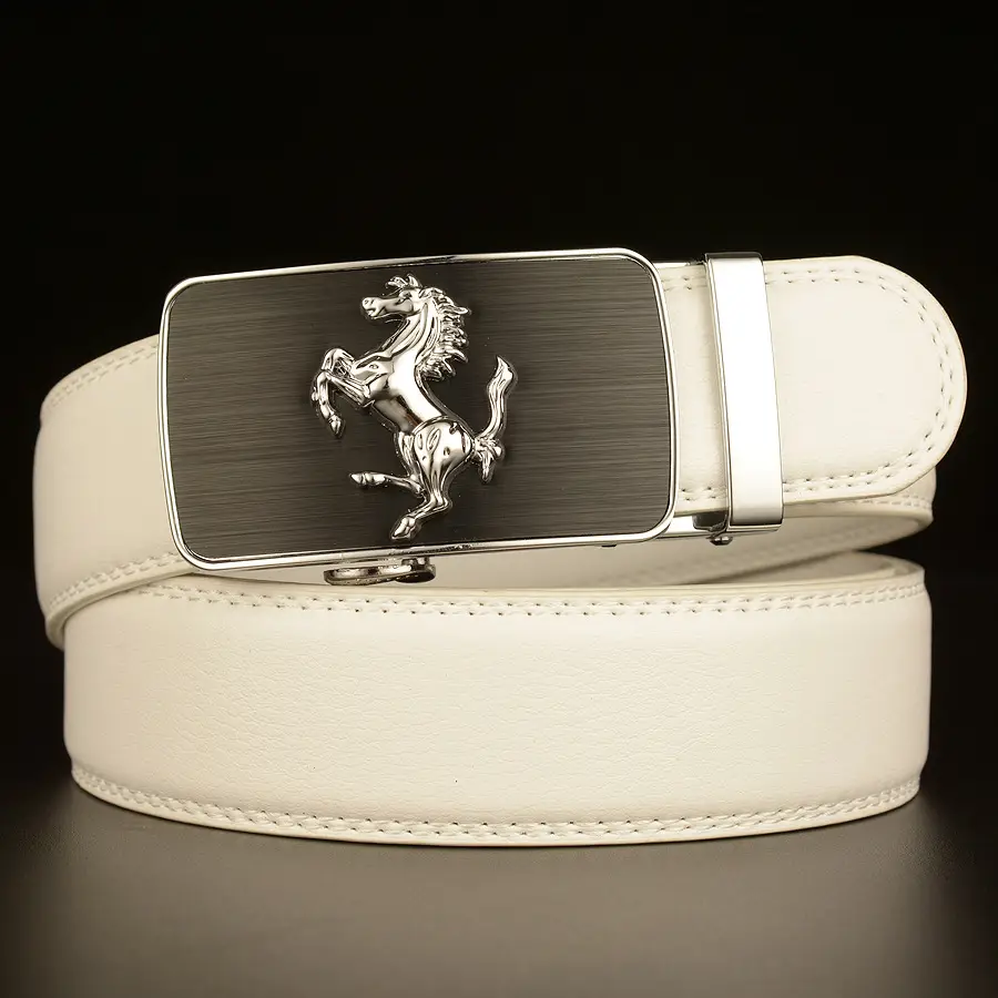 Men's Automatic Buckle Belt Black Cowhide Business Use - Image 7