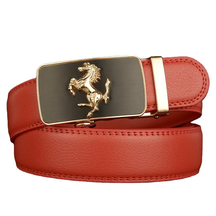 Men's Automatic Buckle Belt Black Cowhide Business Use - Image 8