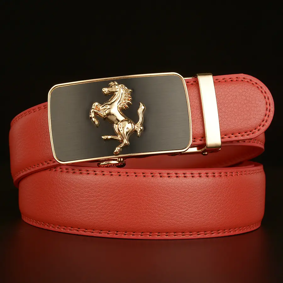 Men's Automatic Buckle Belt Black Cowhide Business Use - Image 3