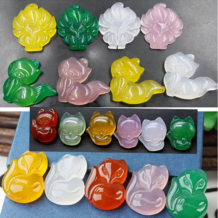 Nine-Tailed Fox Multi-Color Jade Pendant for Women