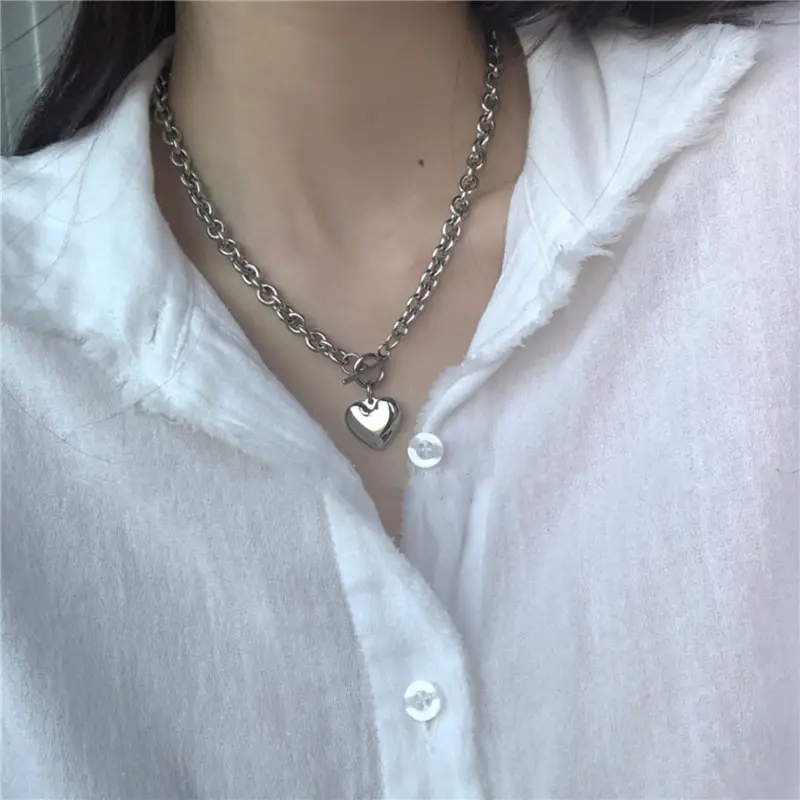 Japanese Korean Style Heart Chain Necklace for Girls - Image 3