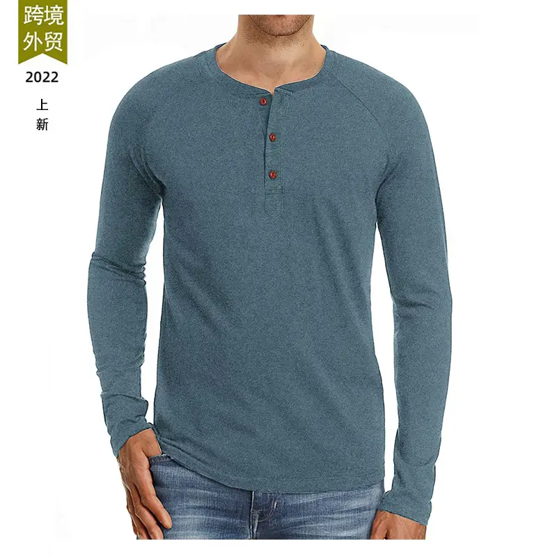 Men's Black Long Sleeve T-Shirt with Button Front - Image 10