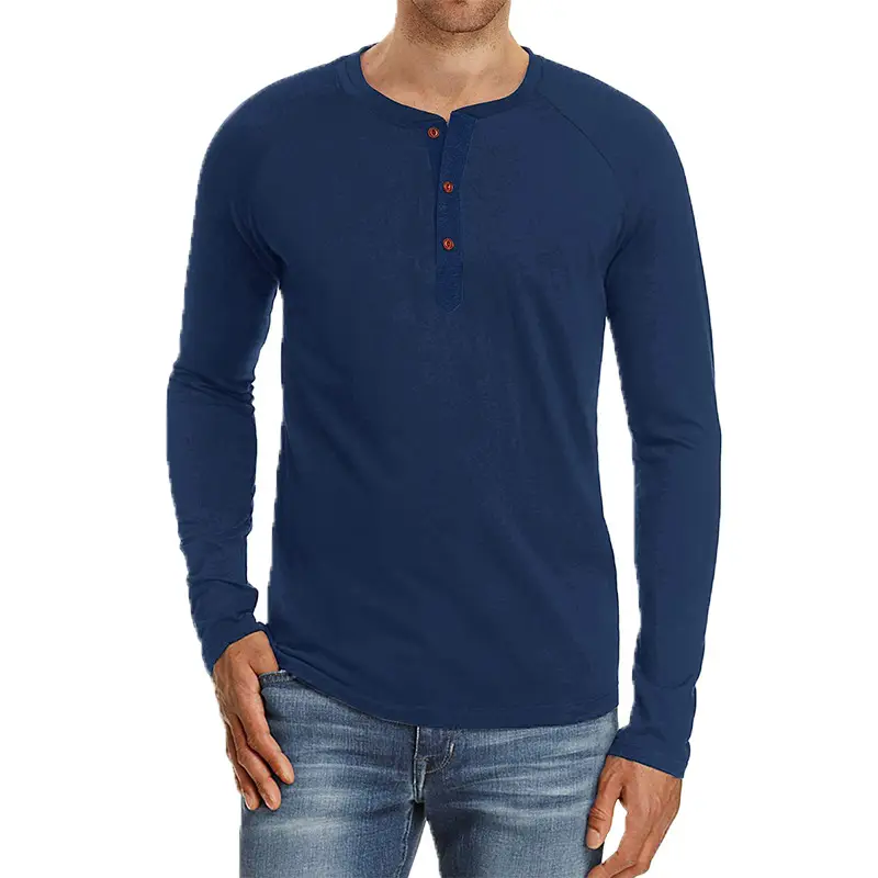 Men's Black Long Sleeve T-Shirt with Button Front - Image 11
